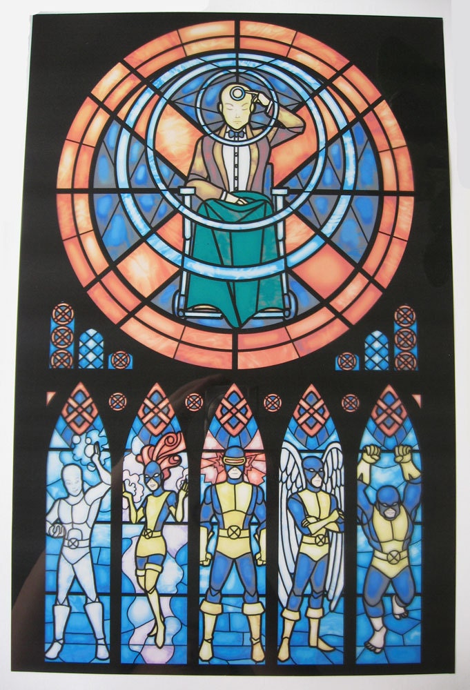 Full Size Stained Glass Original X-men Print