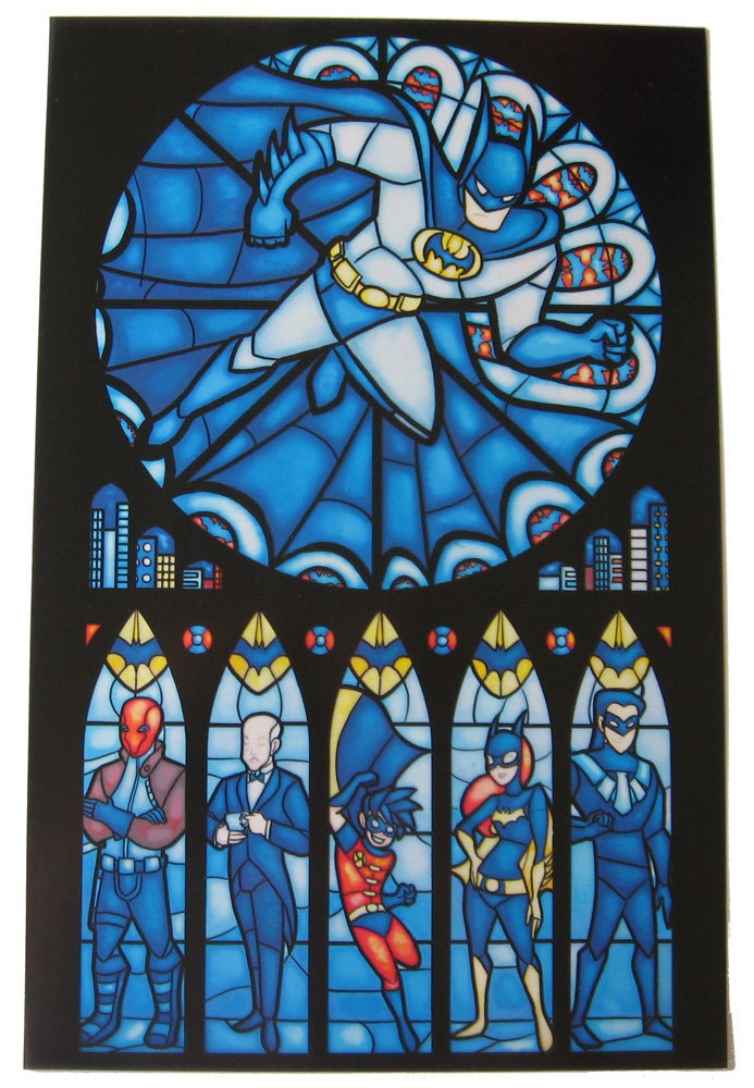 Stained Glass Batman Print - Half Size
