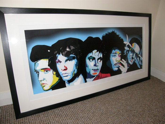 Musicians Giclee Art Print  - 40" X 16" Elvis Morrison Jackson Hendrix Bono