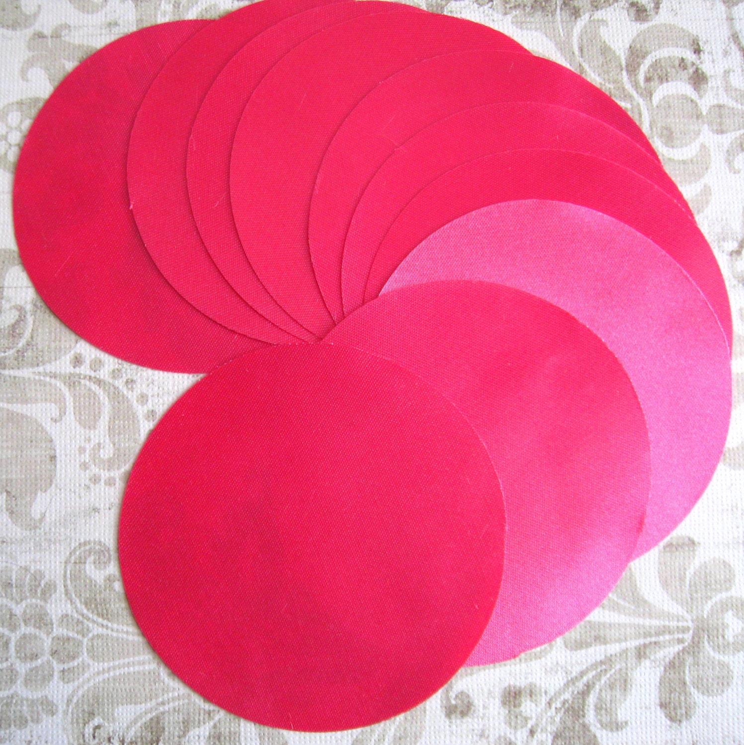 30 pcs 3 inches Hand cut Fabric Circles - Magenta - Bridal Satin