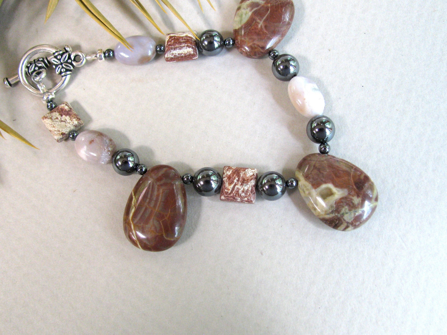 Oregon Opal briolettes with Hematite bracelet  250