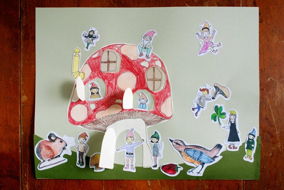 Woodland Fairy and Gnome Craft Kit for Kids ages 5 and up, Peekaboo Mushroom House DIY Paper Craft Kit