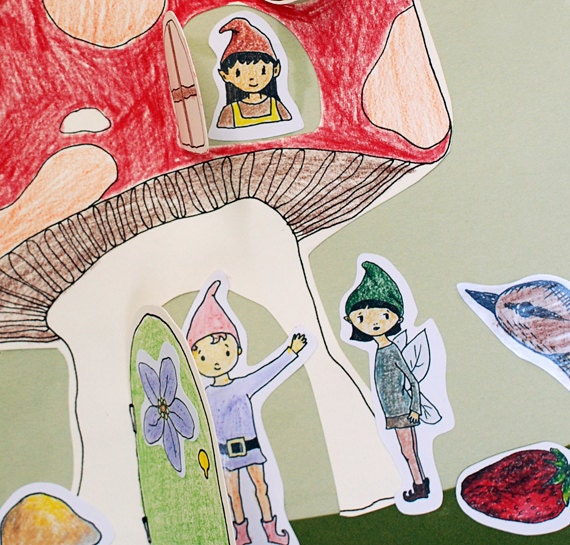 Woodland Fairy and Gnome Craft Kit for Kids ages 5 and up, Peekaboo Mushroom House DIY Paper Craft Kit