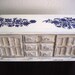 Large Cream/Bue Flora decoupaged Vintage Style Wooden Jewelry Box