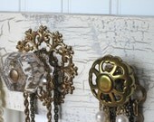Wall Mounted Jewelry Organizer with Brass, Black, and Glass