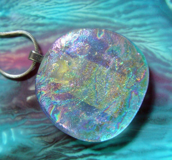 BLUE MOON Fused dichroic glass pendant