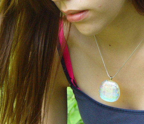 BLUE MOON Fused dichroic glass pendant