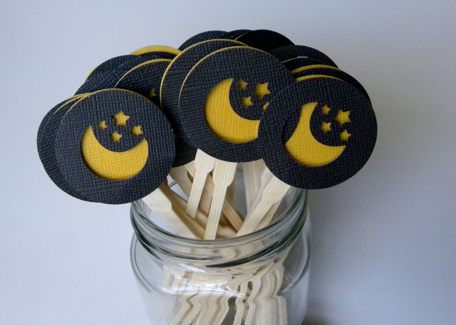 12 Halloween Night Sky Cupcake Toppers