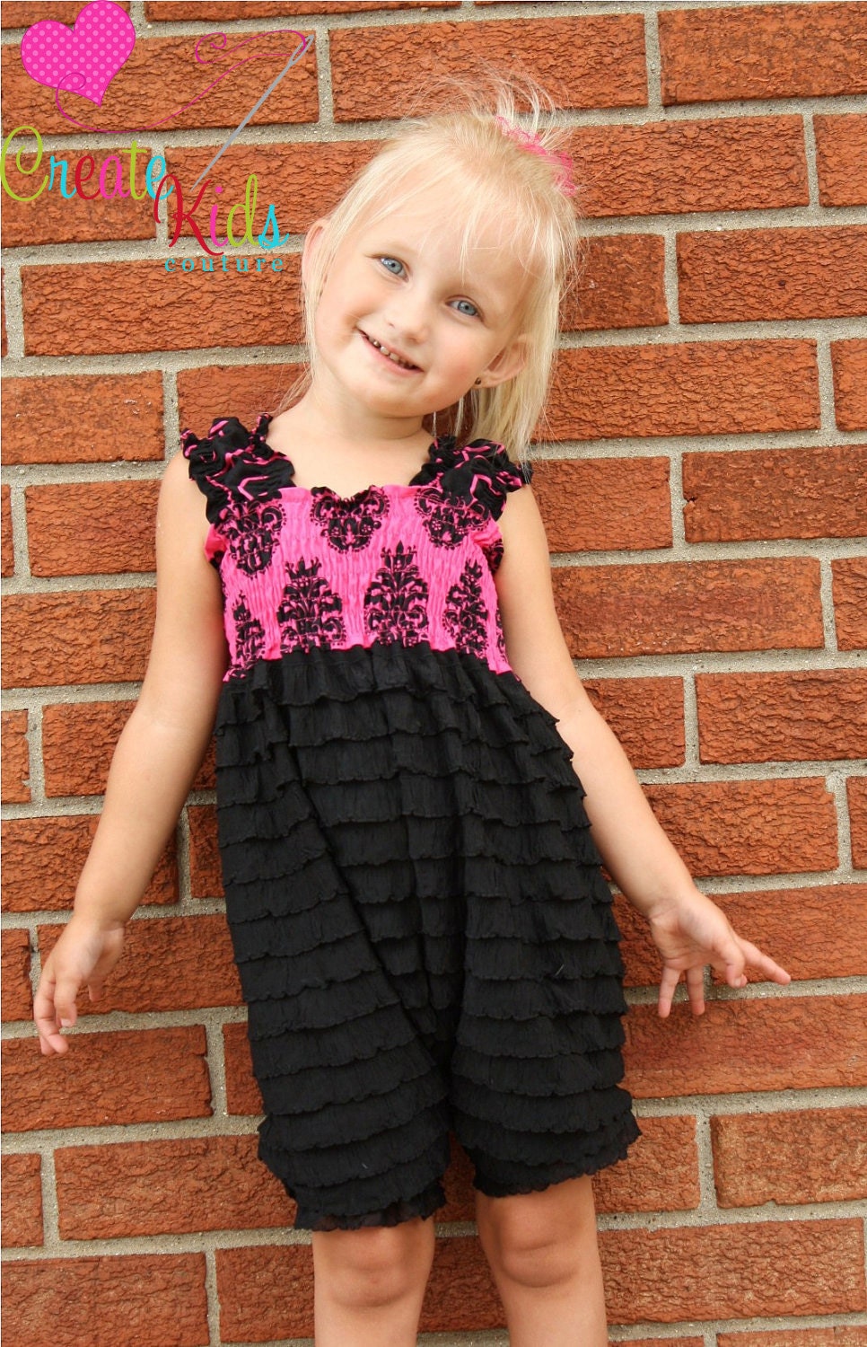 Bella's Ruffle Fabric Romper PDF Pattern size 18 months to size 6