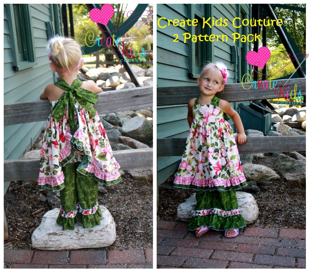 SPECIAL:  3 Pattern Pack Sophia's Open Back Dress, Olivia's Ruffle Butt Pants/capris and Emma's bloomers