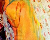 Matted Giclee Print of Beautiful Angel Lovers Embrace Among Stars Inspiration Painting