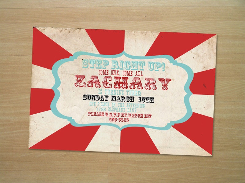 Printable Birthday Party Invitation - Vintage Circus Theme
