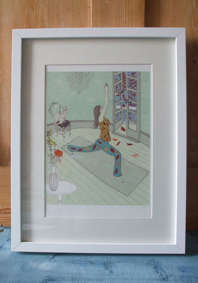 Mindfulness -  limited edition print of an illustration of a woman doing yoga