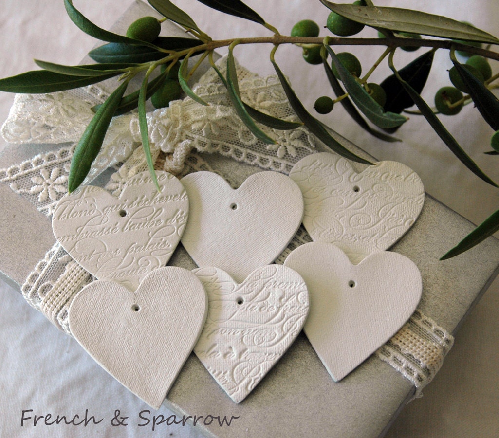 Petite Heart Clay Tags - Set of Six
