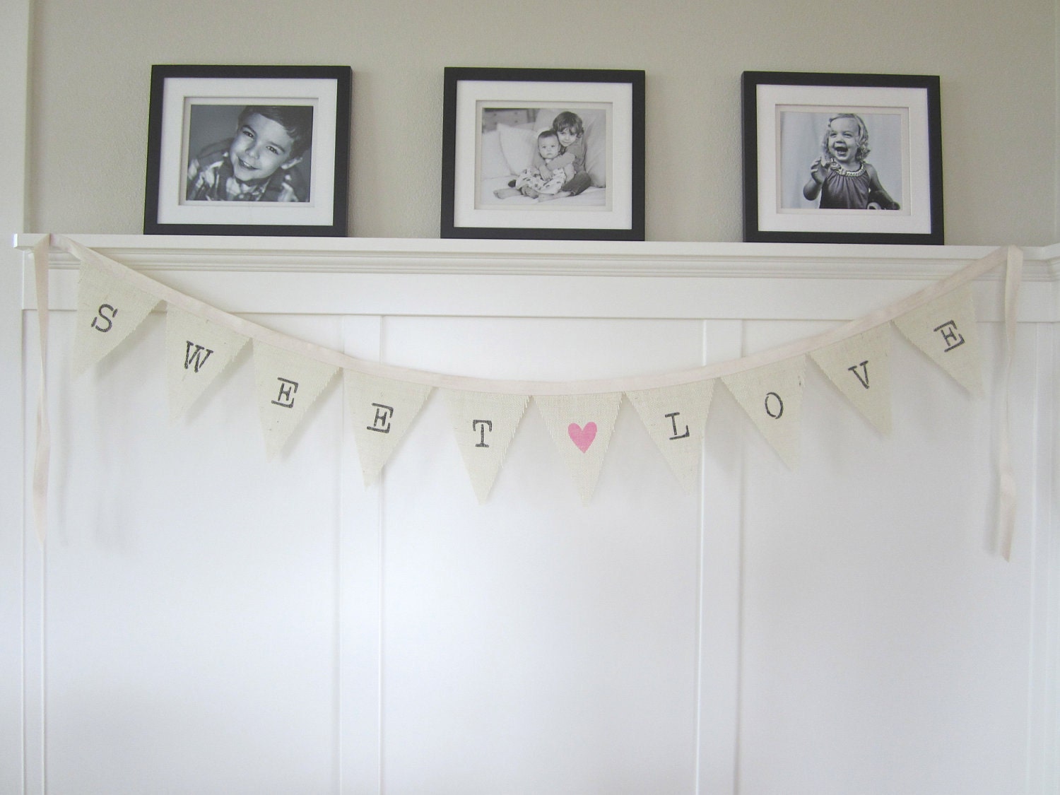 Burlap "SWEET LOVE" Pennant Banner