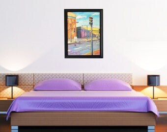 Fine art, oil painting ORIGINAL 18x24, "Stop", FRAMED ART. Contemporary Urban paintings. Stop light