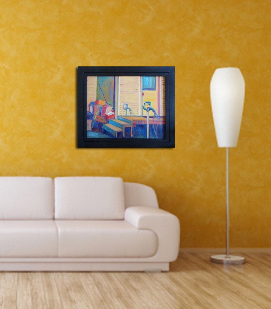 Fine art original oil painting. Contemporary art by Brandy Cattoor. Water Spout, house painting, summer time expressive art