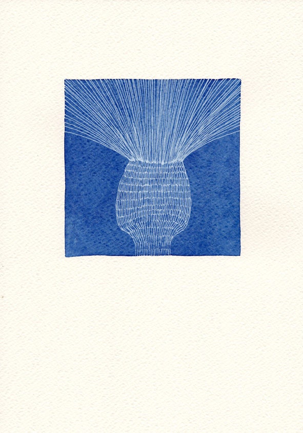Original blue watercolor painting modern art affrodable gift home decor for her for him