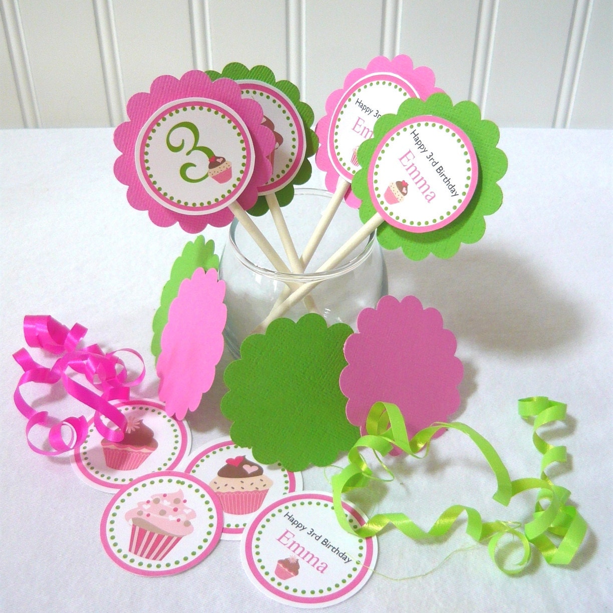 Cupcake Topper Kit customize with your wording and child's name (18pcs) Il_570xn