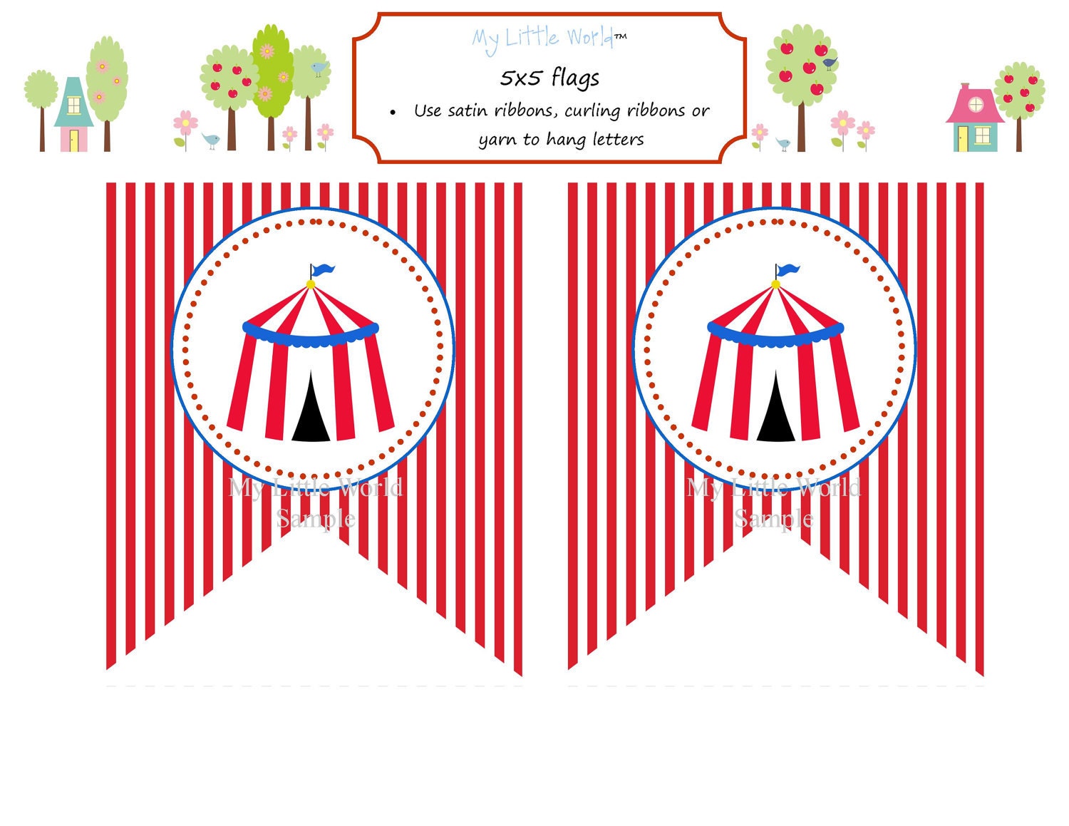 Circus Birthday Banner - DIY Printable flags (with child's name) Il_570xn