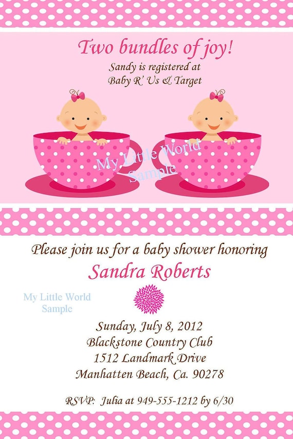 Twin Baby Shower invitation - DIY Printable 4x6 or 5x7 by Tres Chic ...