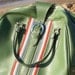ROOMY VINTAGE AVOCADO Green Luggage Travel Bag // Mid Century Retro Luggage // 1960s Striped Travel Bag // Vintage Carry on Bag