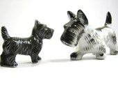 Two Vintage Scottie Dog Figurines Scottish Terrier Scotty Collectible Black White Mothers Day Home Decor