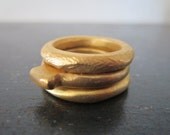 Gold stacking rings / silver stacking rings. Golden rings  - set of 3. 18k gold plated unique organic stacking rings.