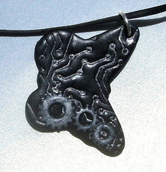 Cybergoth Necklace: Steampunk Pendant, Neo victorian, Industrial