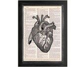 The Vintage Heart - Dictionary Art Print on Upcycled Vintage Dictionary Paper - 8x10.5 Anatomy Art Print