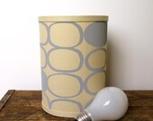 Gray hand printed linen lamp shade