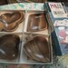 Vintage Hand Carved Acacia Wood Poker Mini Serving Trays circa 1950s in Original Box ONLY 10 USD