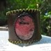Leather Cuff Bracelet and Macrame Rhodonite Semi Precious Stone Bracelet - Sleek Style (RESCUE stone and PROMOTES RELAXATION)