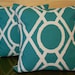 Pair of Decorative pillow covers, Turquoise bamboo lattice, trellis pillows