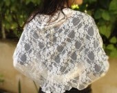Wedding ivory lace shrug (cream 4 options shawl) bridal shawl, bolero for bride, gift for mom, present for women, one size