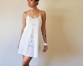 Vegan Clothing: Simple White Dress (Size S / M / L )