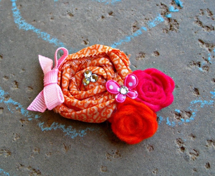 Summer Rosette Headband Baby Flower Headband Fabric Rosette Hair Clip Baby Headband or Clip