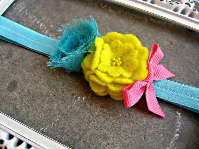 Sunny Day Rosette Headband Felt Flower Headband Baby Headband Kids Headband Hair Bow Photo Prop