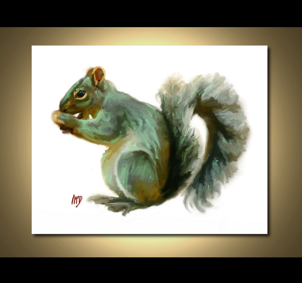 Squirrel Art Print - Squirrel Painting - Squirrel Print 8x10