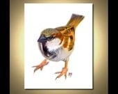 Sparrow Art Print - Bird Art 8x10 - Sparrow Painting