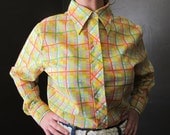 Vintage Yellow Checkered Blouse