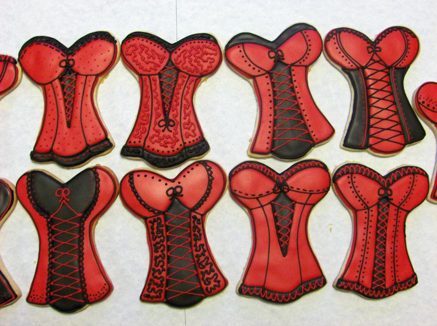 Voluptuous Bustier/Corset hand decorated sugar cookies for Bridal Showers, Bachelorette Parties, or Lingerie Parties