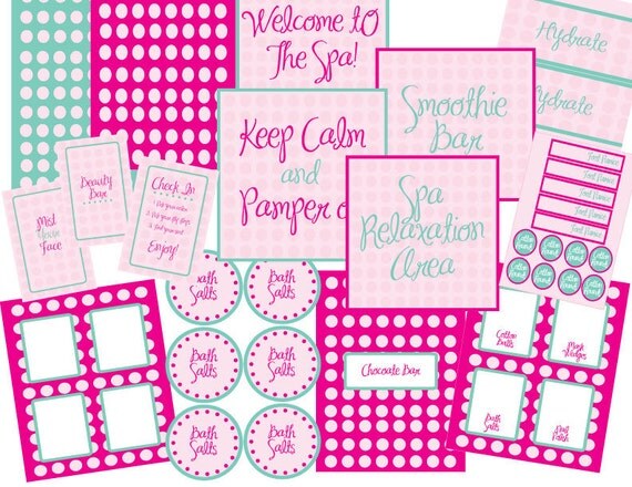ON SALE- Limited Time- Spa Collection PDF Printable set featured on Hostess With The Mostess Party of Five Il_570xn