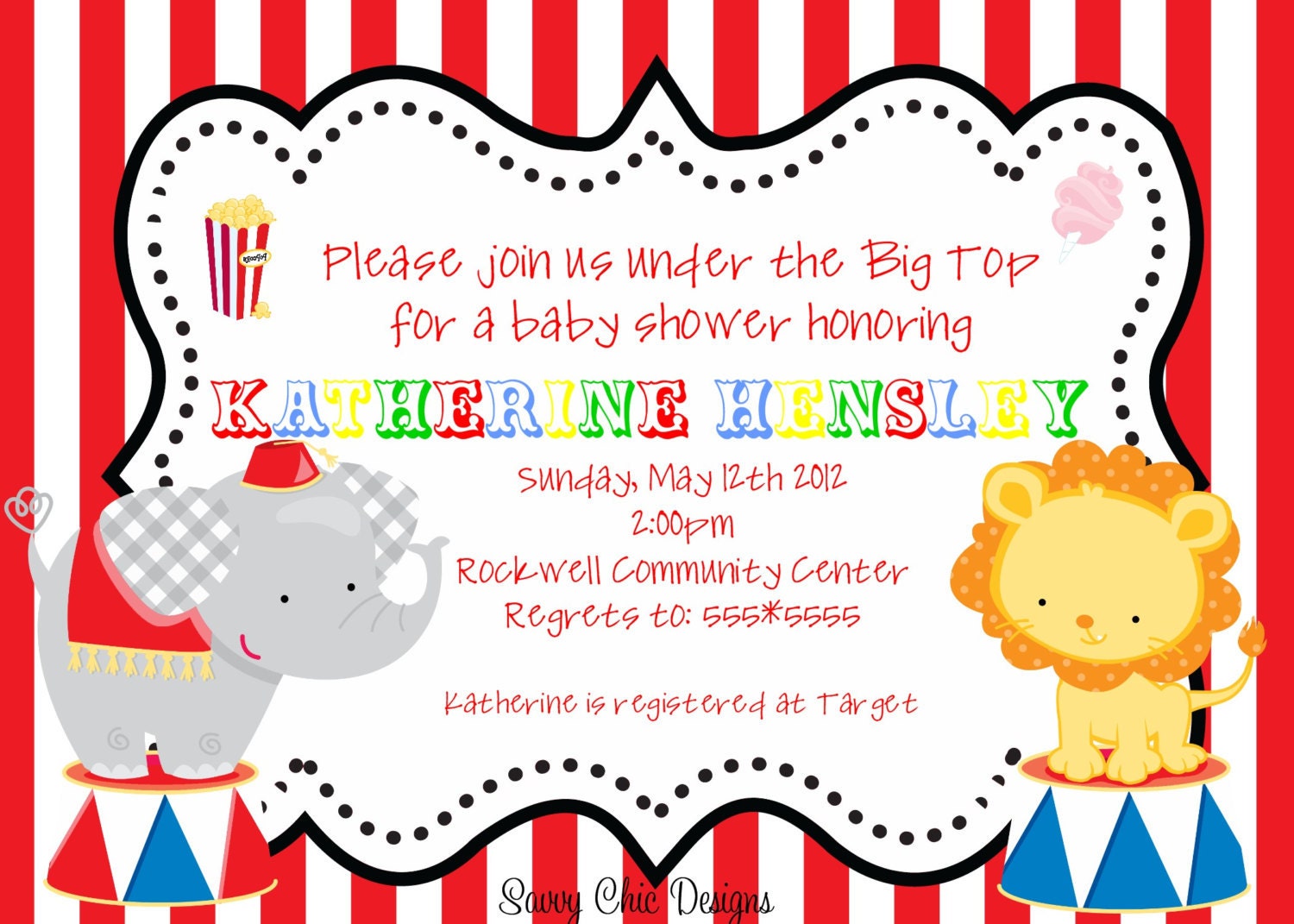 Circus Baby Shower Invitation-DIY Printable by Simply Sprinkled