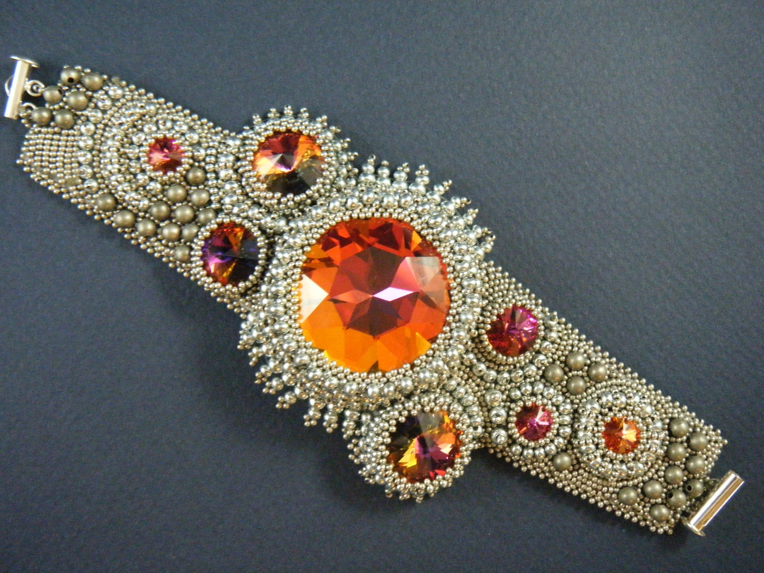 My Mine Bead Embroidery bracelet -  bead embroidered bracelet RESERVED for b.s.