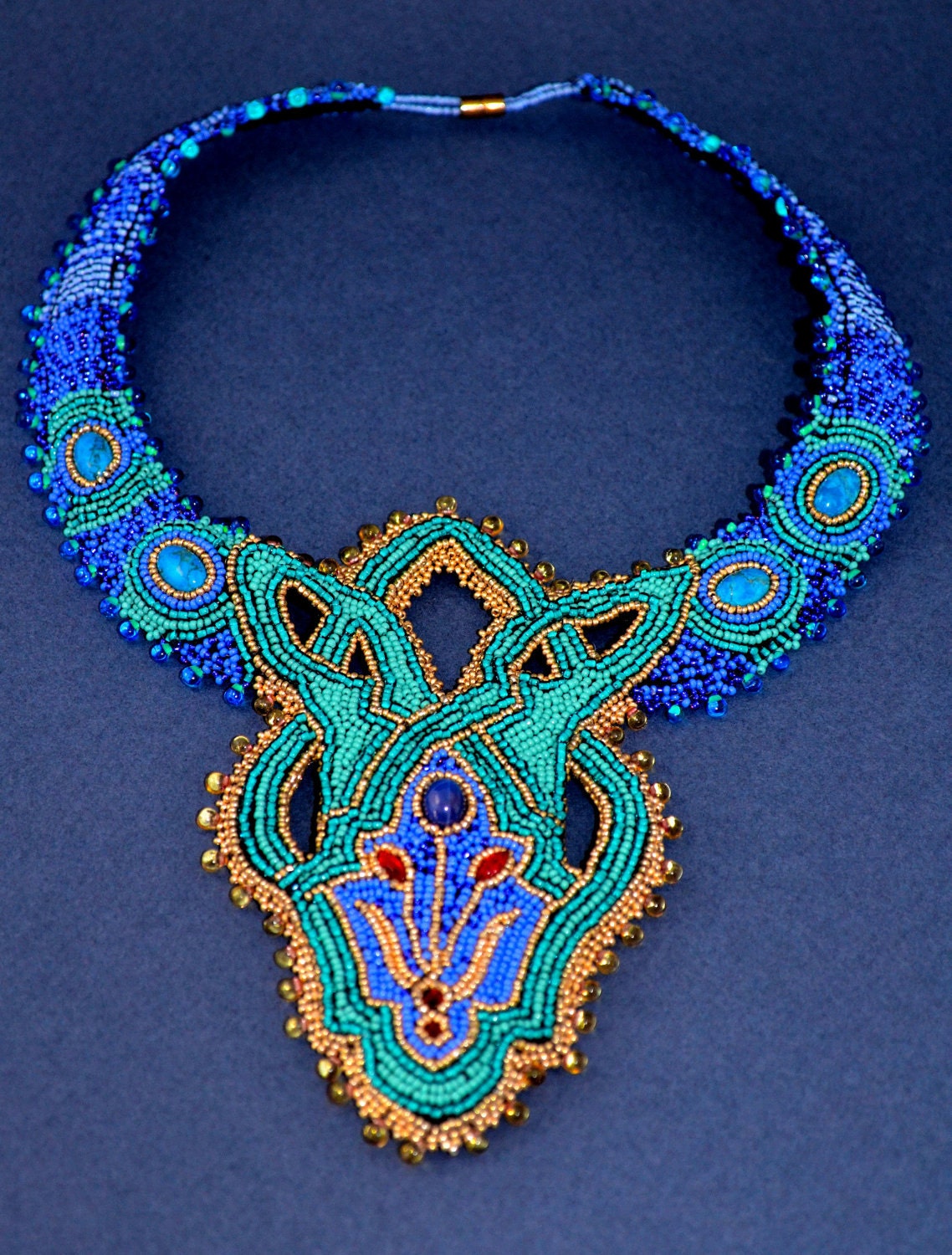 The Sultana's Necklace- Bead Embroidered Statement Necklace