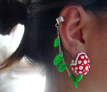 Original Super Mario Piranha Plant Chomper Cuff Earring