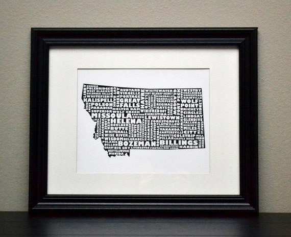 MONTANA Cities Collage Print (Customize OR Choose Your Own State)