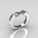 Classic 14K White Gold White Sapphire Magic Band Matching Solitaire Wedding Ring R301-M-14WGWS
