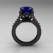 Exclusive Classic 14K Black Gold 3.0 Carat Blue Sapphire Diamond Solitaire Wedding Ring R301-14BGDBS